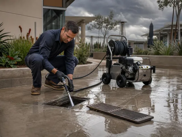 Hydro Jetting for Area Drains Ahead of Heavy Rains